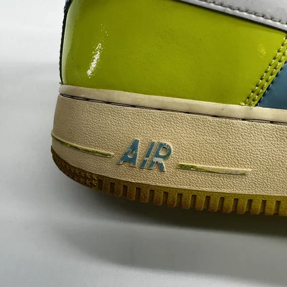 Vintage Nike Air Force 1 Low Pixie Shoes Mens Size 10.5 Blue Lime 312945-412